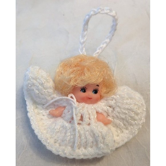 8 Angels Christmas Ornaments Caroler Twirl Around Beaded Knit Ceramic Lot 1976 - Picture 3 of 16